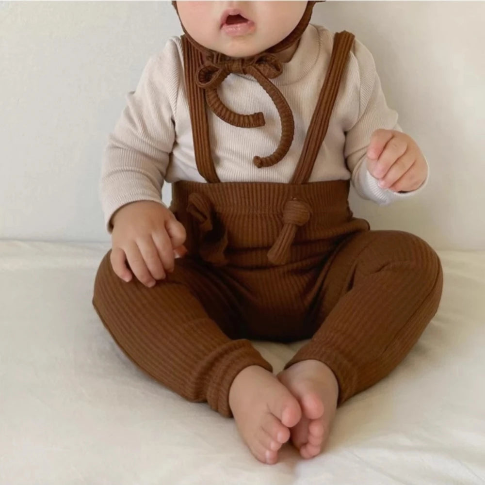 Christmas Baby Knit Suspender Pants Set