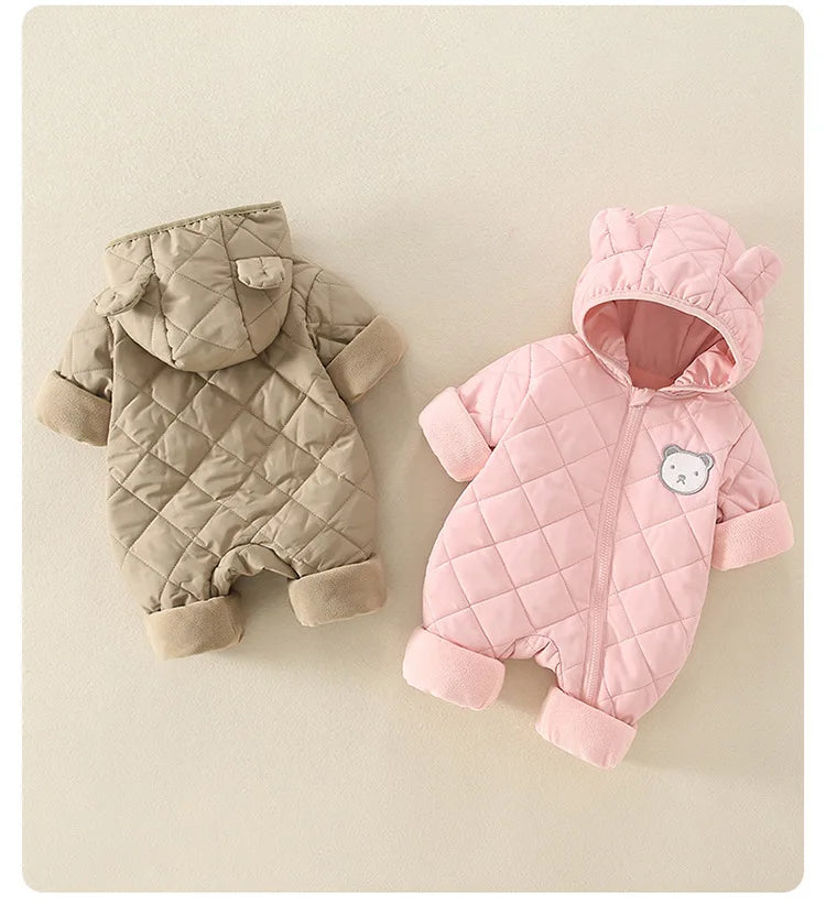Cartoon Fleece Baby Jumpsuit