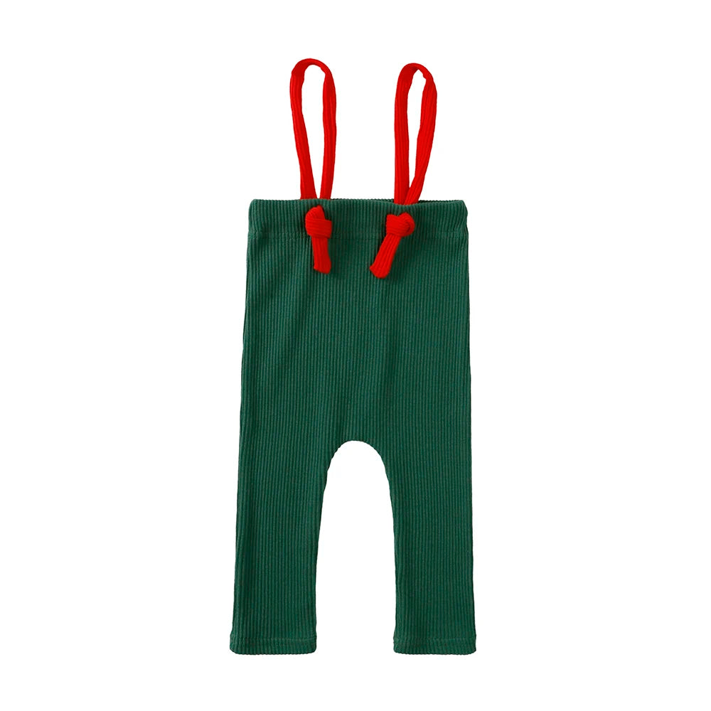 Christmas Baby Knit Suspender Pants Set