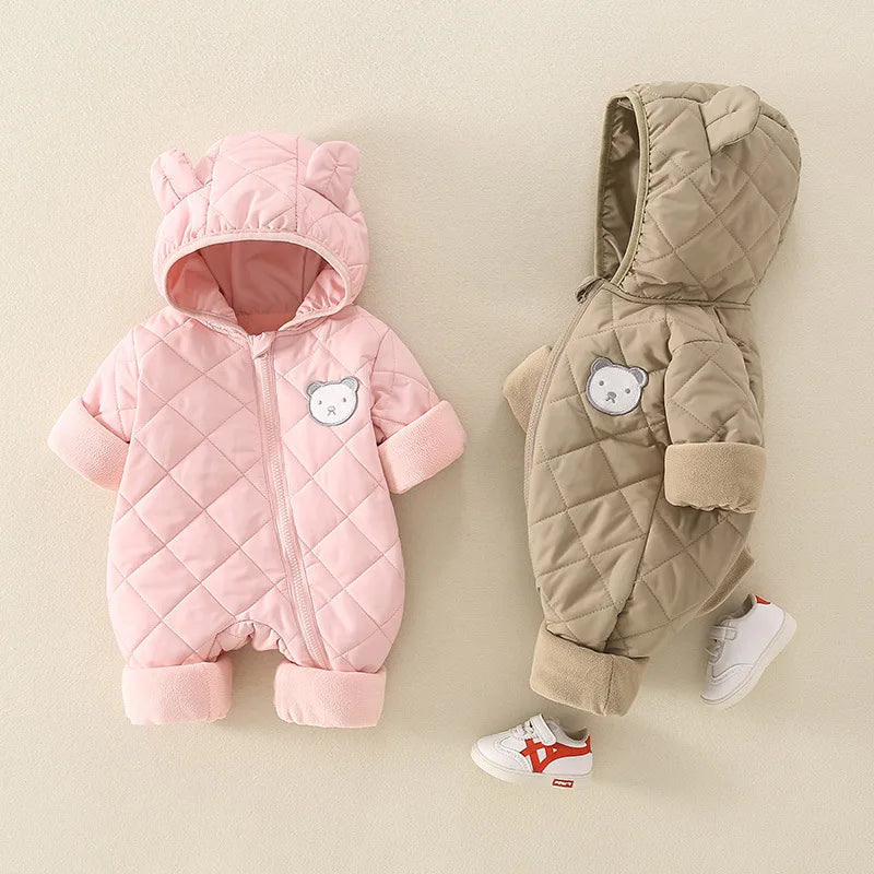 Cartoon Fleece Baby Jumpsuit