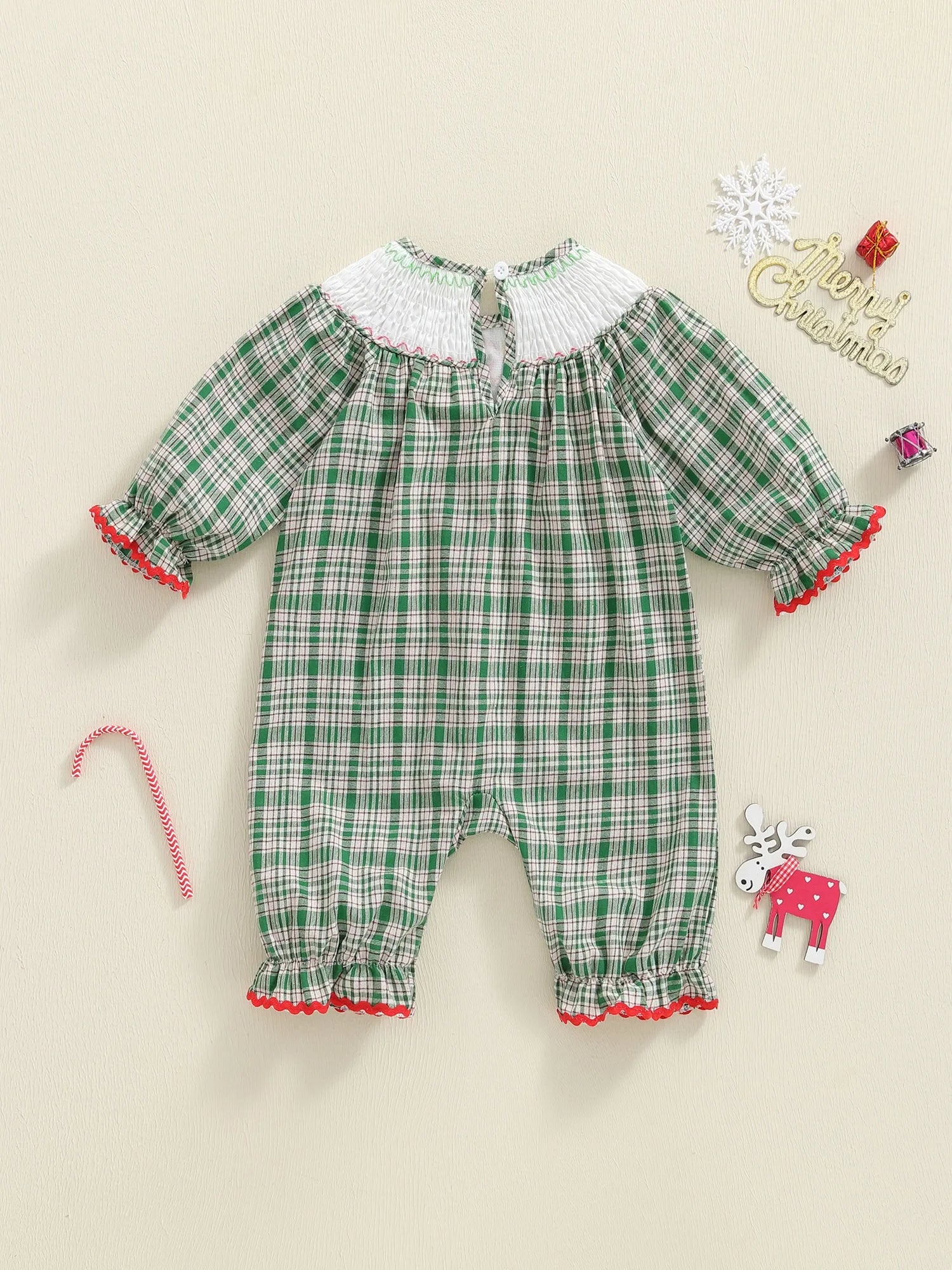 Reindeer Holiday Plaid Playsuit