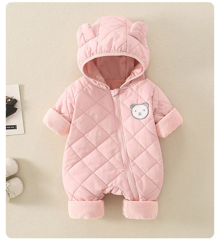 Cartoon Fleece Baby Jumpsuit