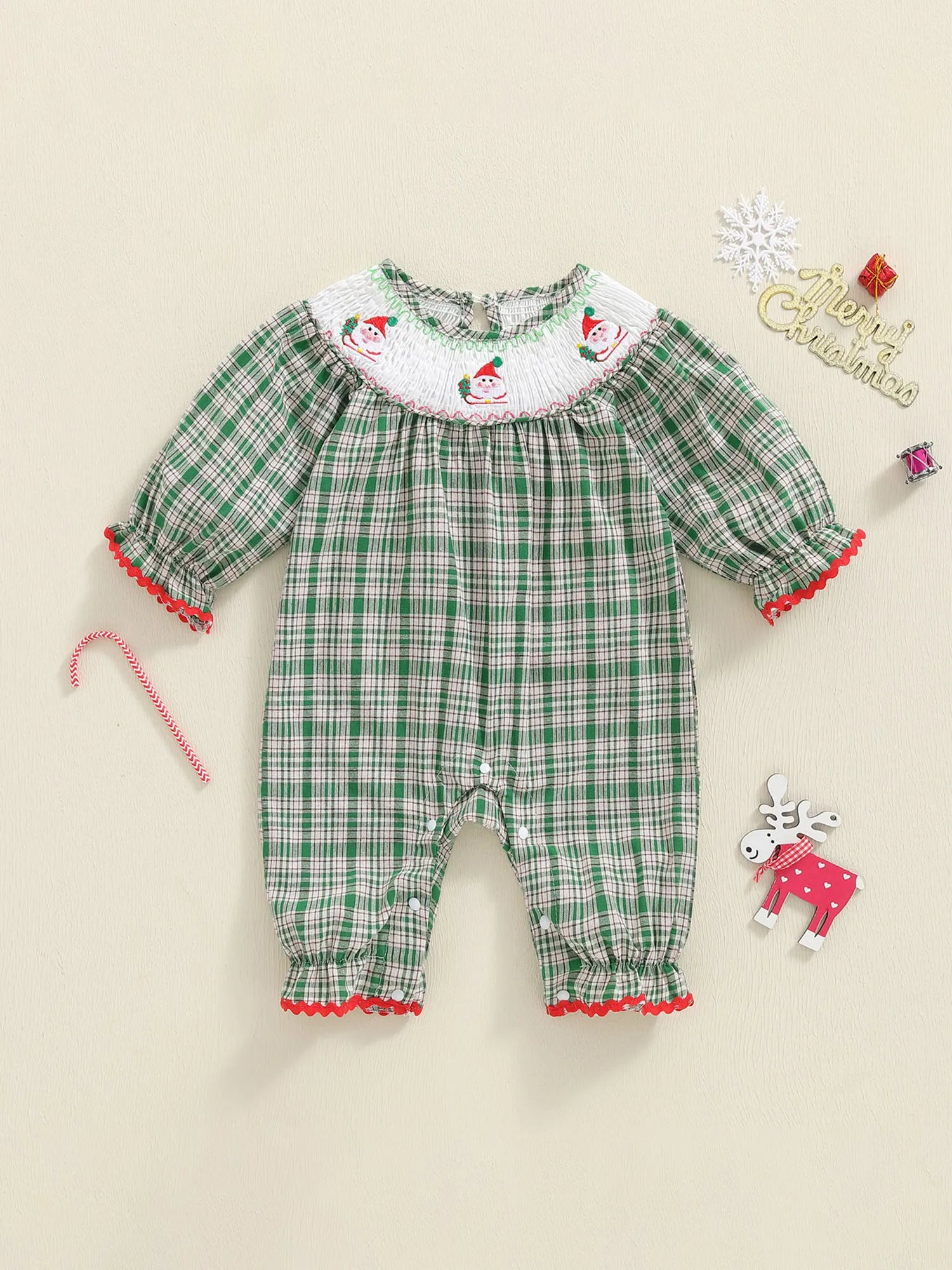 Reindeer Holiday Plaid Playsuit