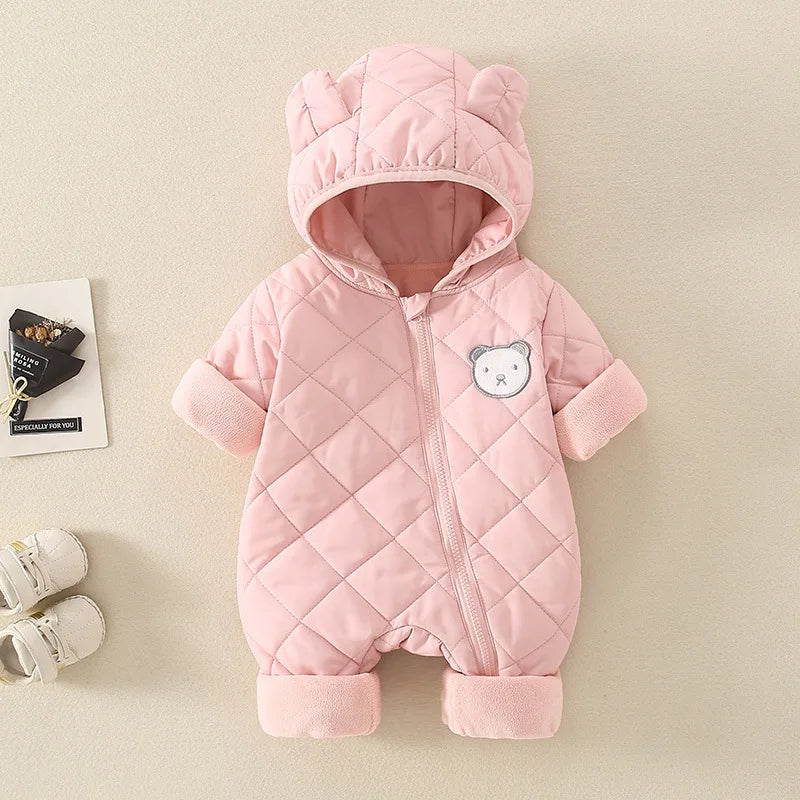 Cartoon Fleece Baby Jumpsuit
