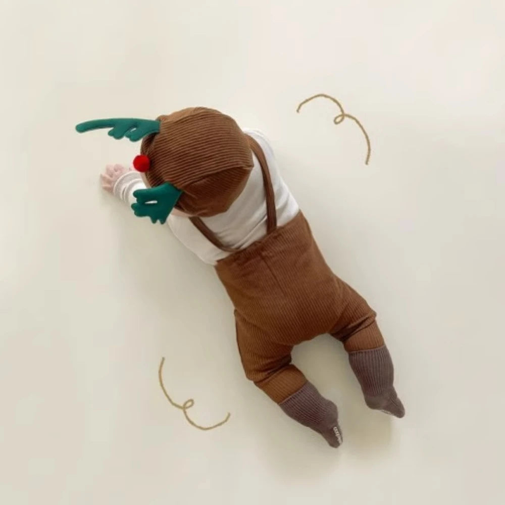 Christmas Baby Knit Suspender Pants Set