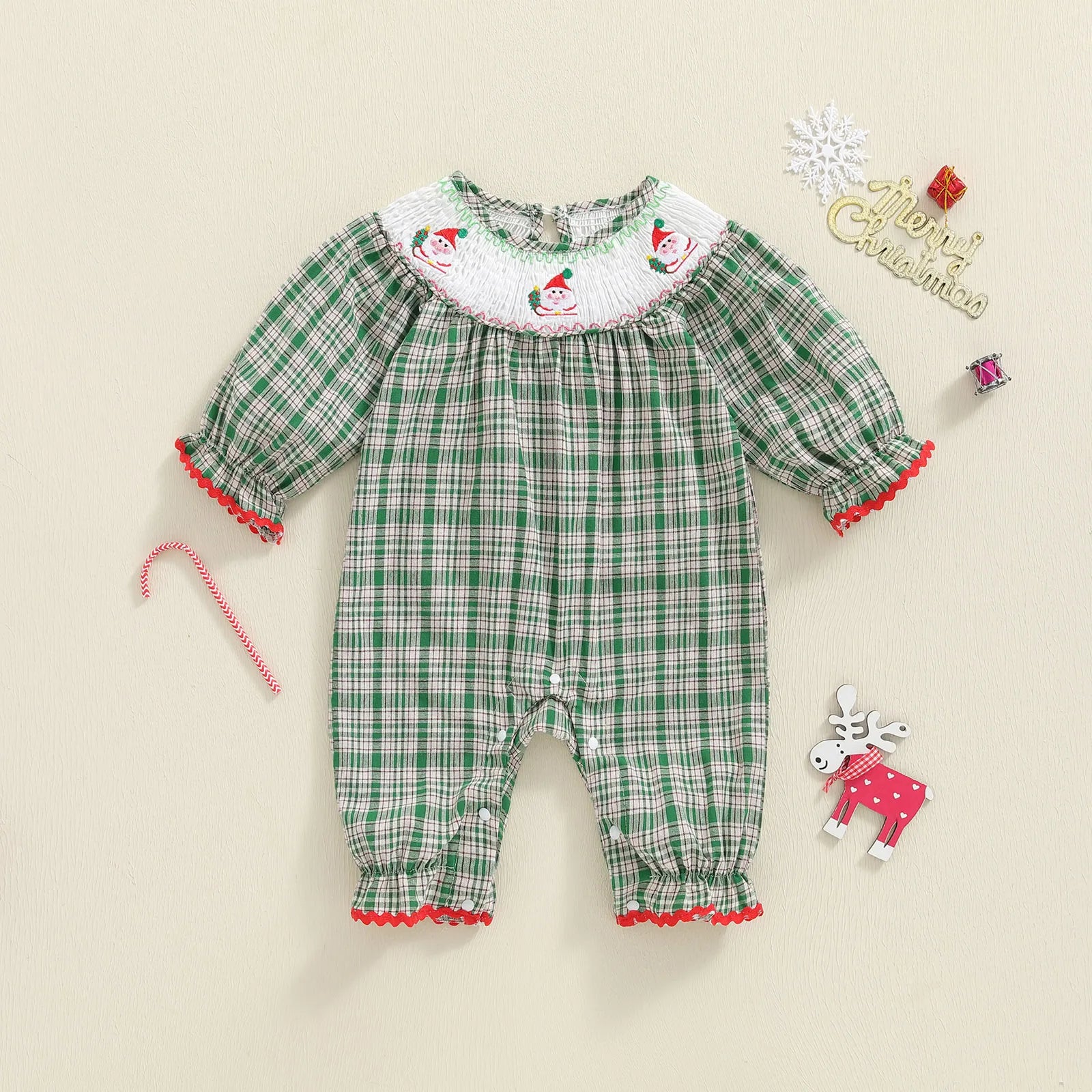 Reindeer Holiday Plaid Playsuit