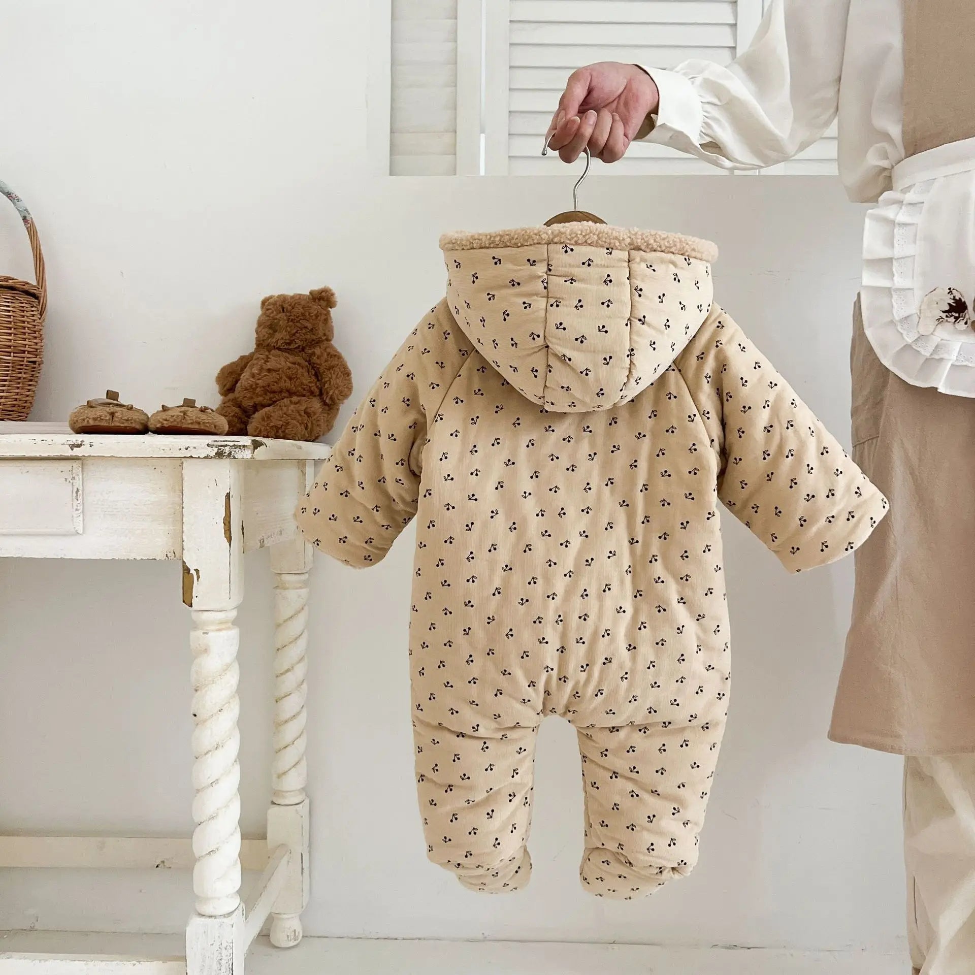 Winter Plush Hooded Baby Romper