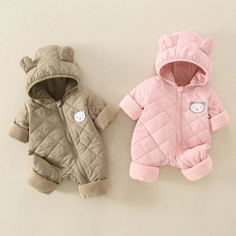 Cartoon Fleece Baby Jumpsuit