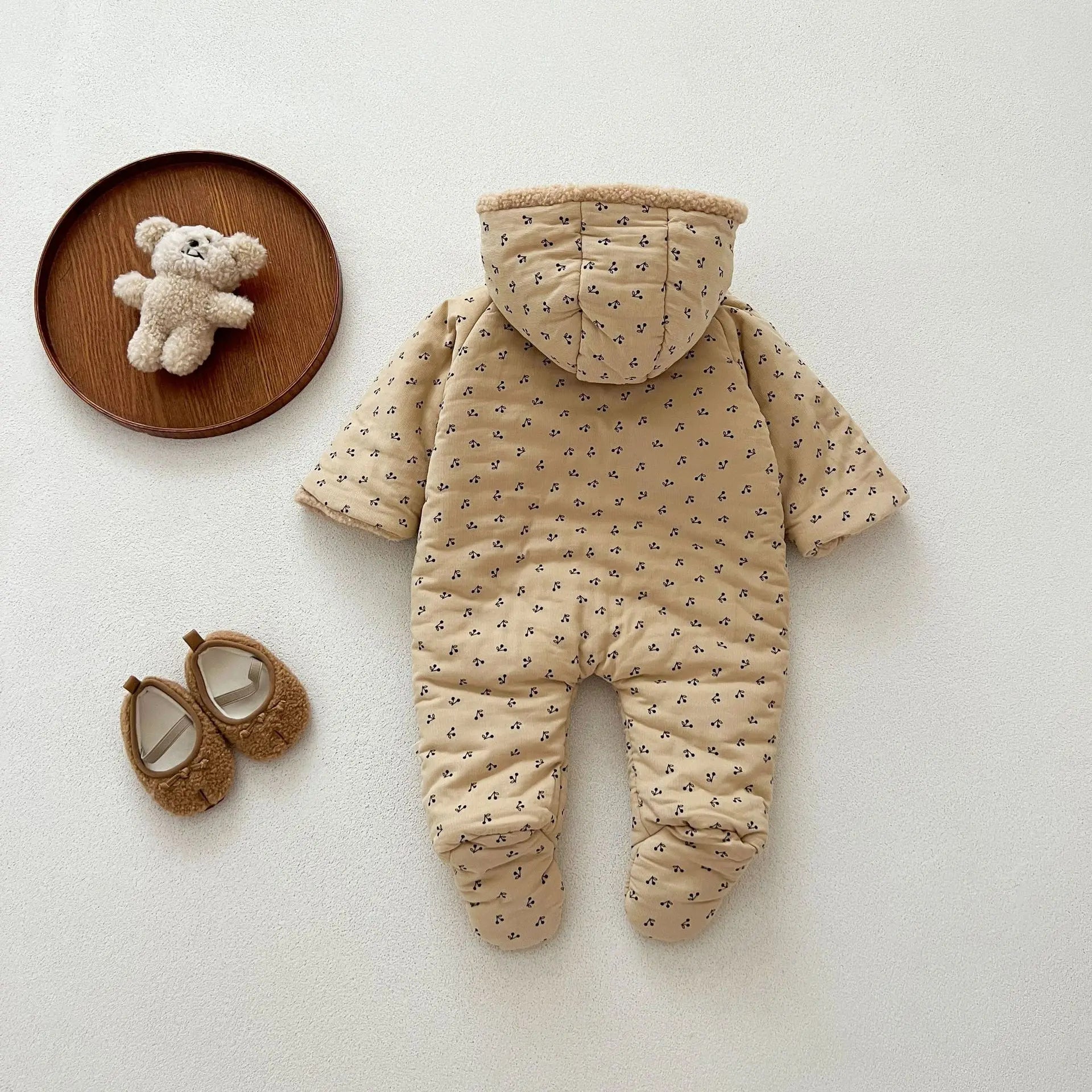Winter Plush Hooded Baby Romper