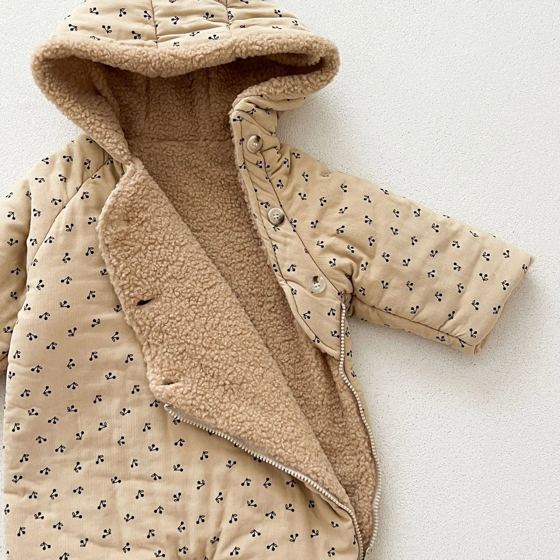 Winter Plush Hooded Baby Romper